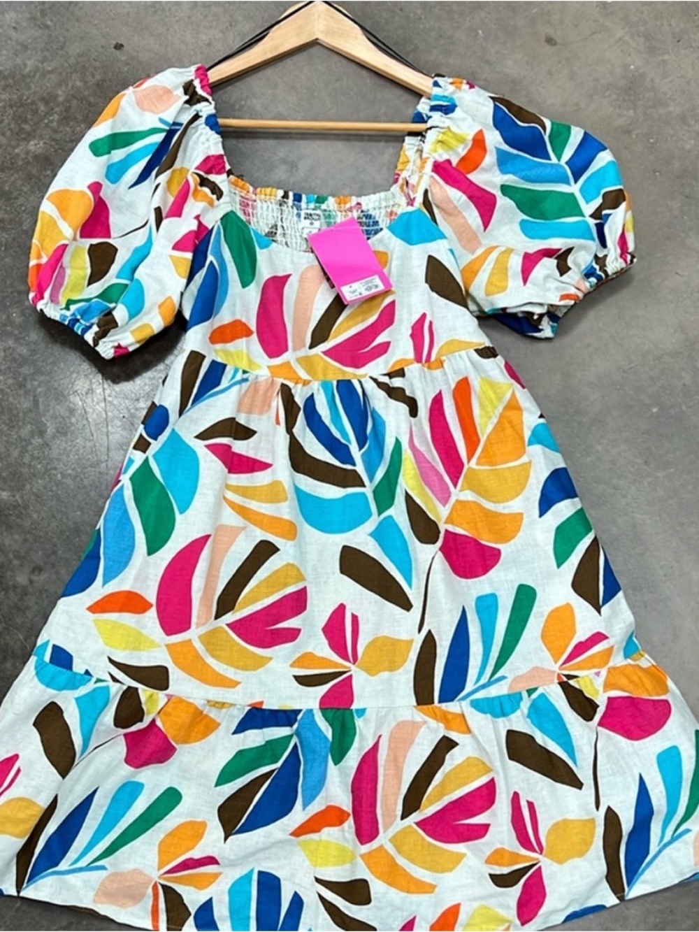 Tabitha Brown Women's White Dress with Multicolor Leaf Print size Large
